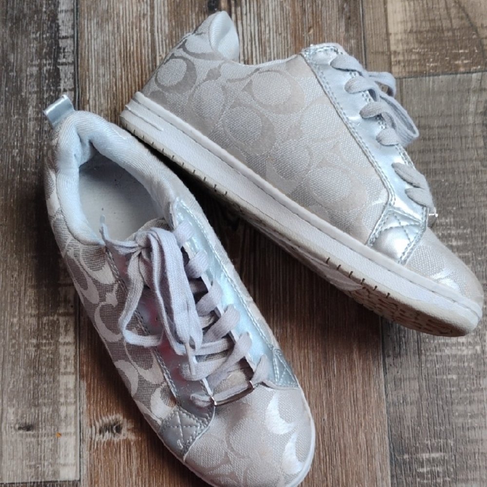 Silver and White Patterned Sneakers